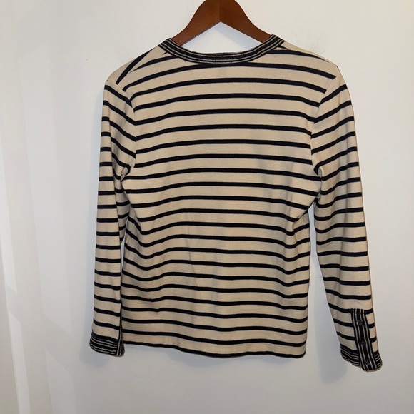 🖤🤍 J.Crew Navy & Ivory Striped Button-Front Cardigan Sweater | Medium - Picture 7 of 12
